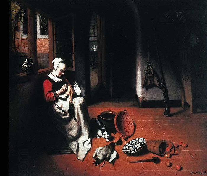 Nicolas Maes Woman Plucking a Duck oil painting picture